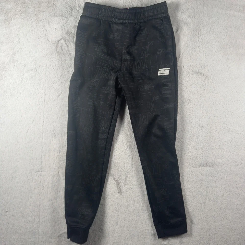 Tommy Hilfiger Boys Black All Over‎ Logo Jogger Sweatpants Size 7 Kids